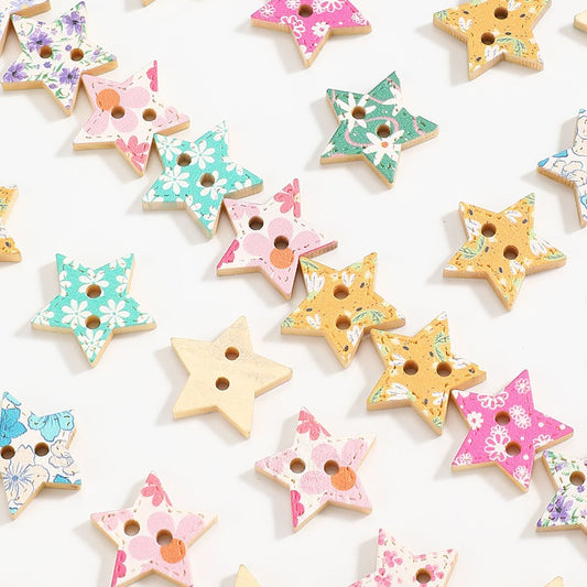 Pentagram Wooden Buttons