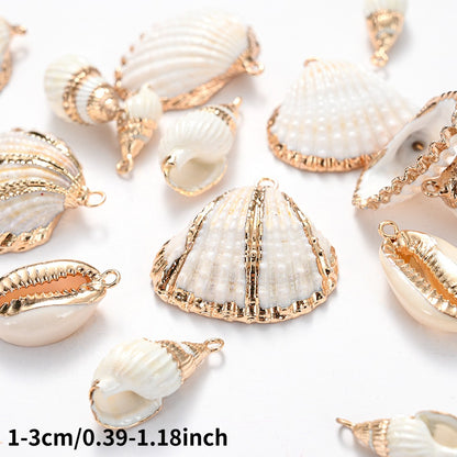 8pcs Multi-Color Printed Conch Shell Beads