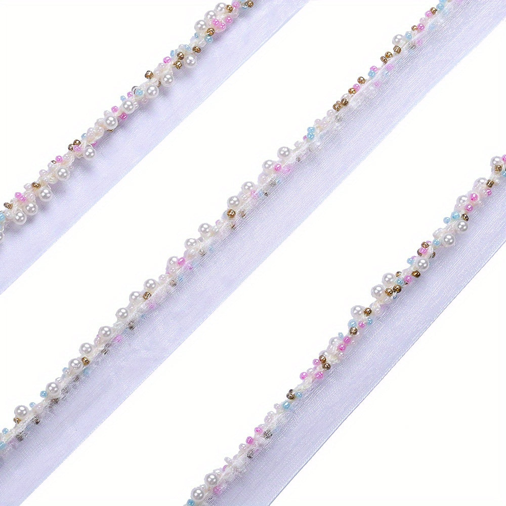 85cm 2cm Shiny Tiny Beads Lace Trim Ribbon
