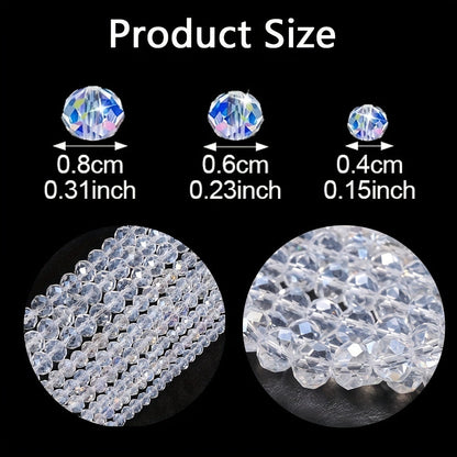100/200/500PCS 4/6/8mm Sparkling Glass Faux Crystal Bead Set