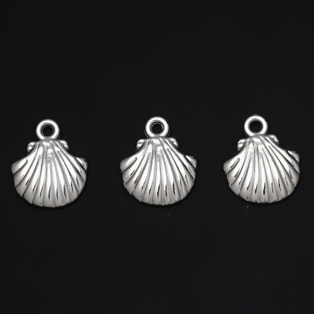 Golden and Silvery Plastic Shell Pendant Charms