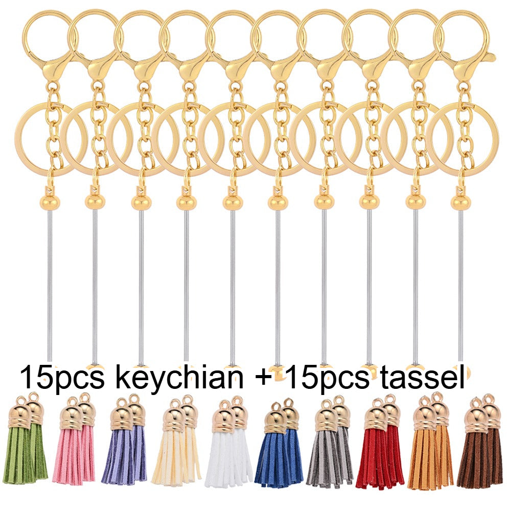 Beadable Keychain Set with Tassel Charms