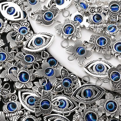 50PCS Vintage Evil Eye Alloy Pendant Set
