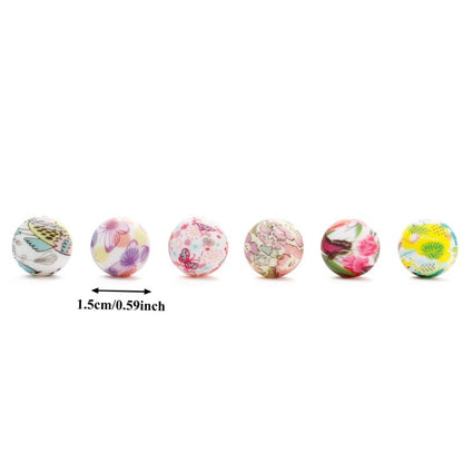 30/50pcs 15mm Floral Pattern Silicone Beads