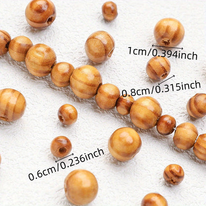 100/200/300pcs 6mm/8mm/10mm Peach Wood Round Beads