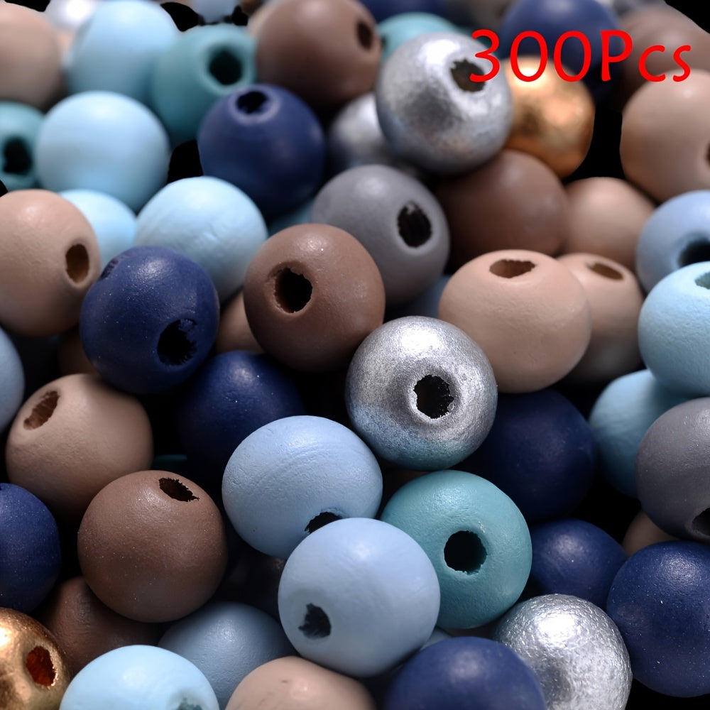 Natural Blue and Gold Wooden Beads