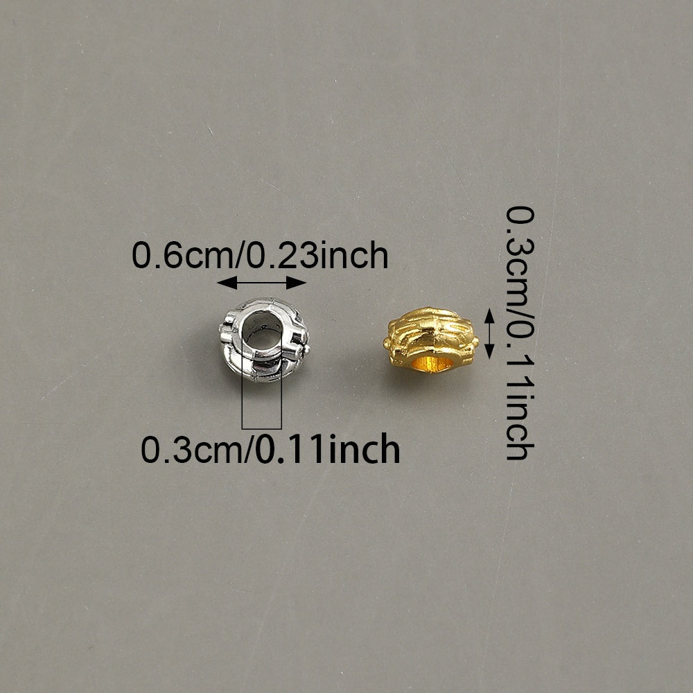 50pcs/set Pattern Engraved Golden & Silvery Spacer Beads