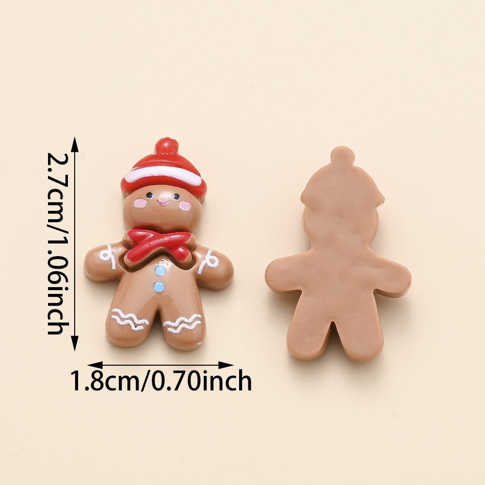 20pcs Christmas Gingerbread Man Resin Patch Beads