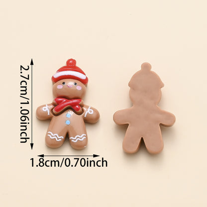 20pcs Christmas Gingerbread Man Resin Patch Beads