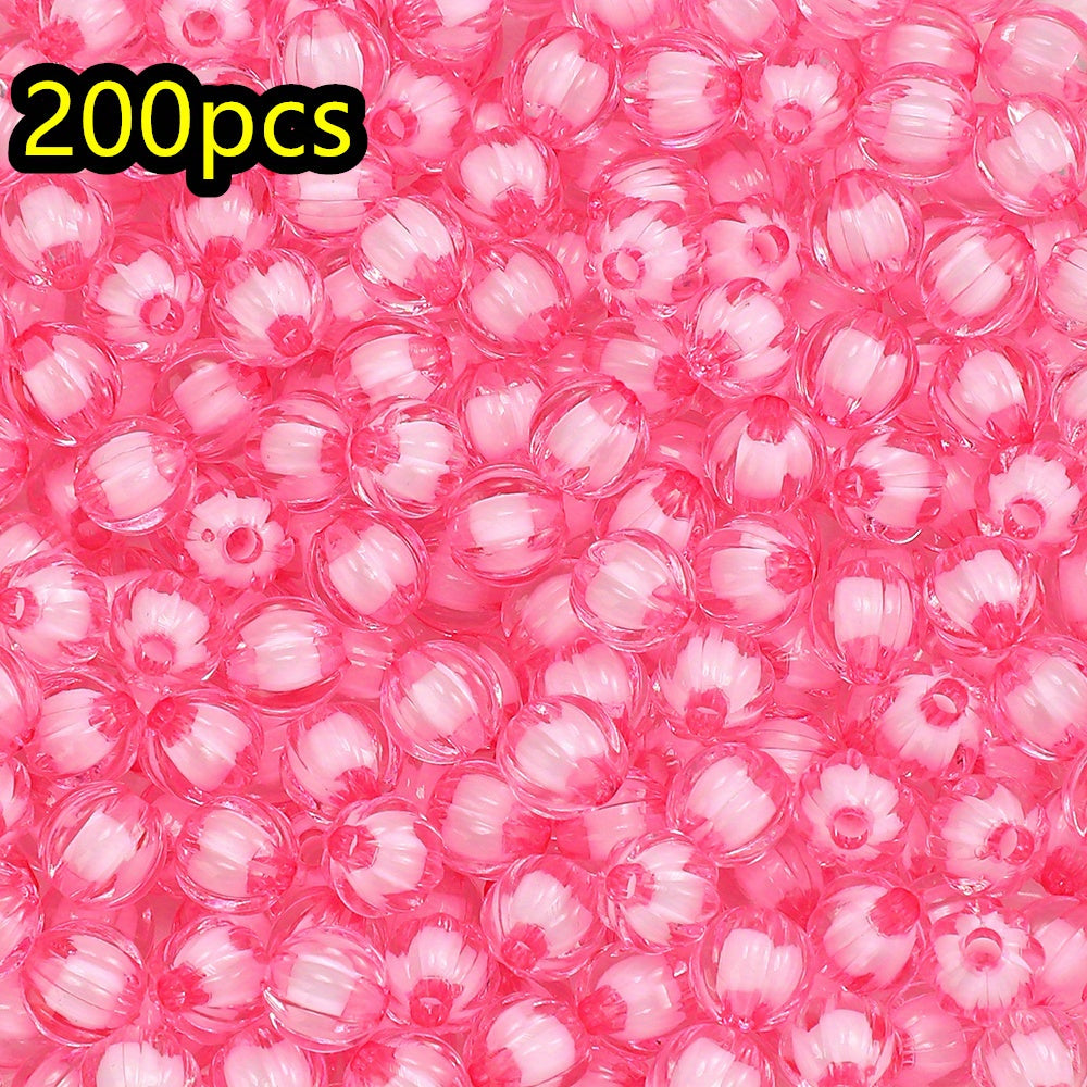 100/200pcs 8/10mm Transparent Inner Color Pumpkin Acrylic Beads