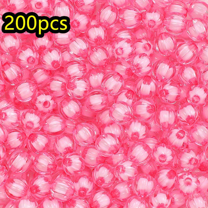 100/200pcs 8/10mm Transparent Inner Color Pumpkin Acrylic Beads