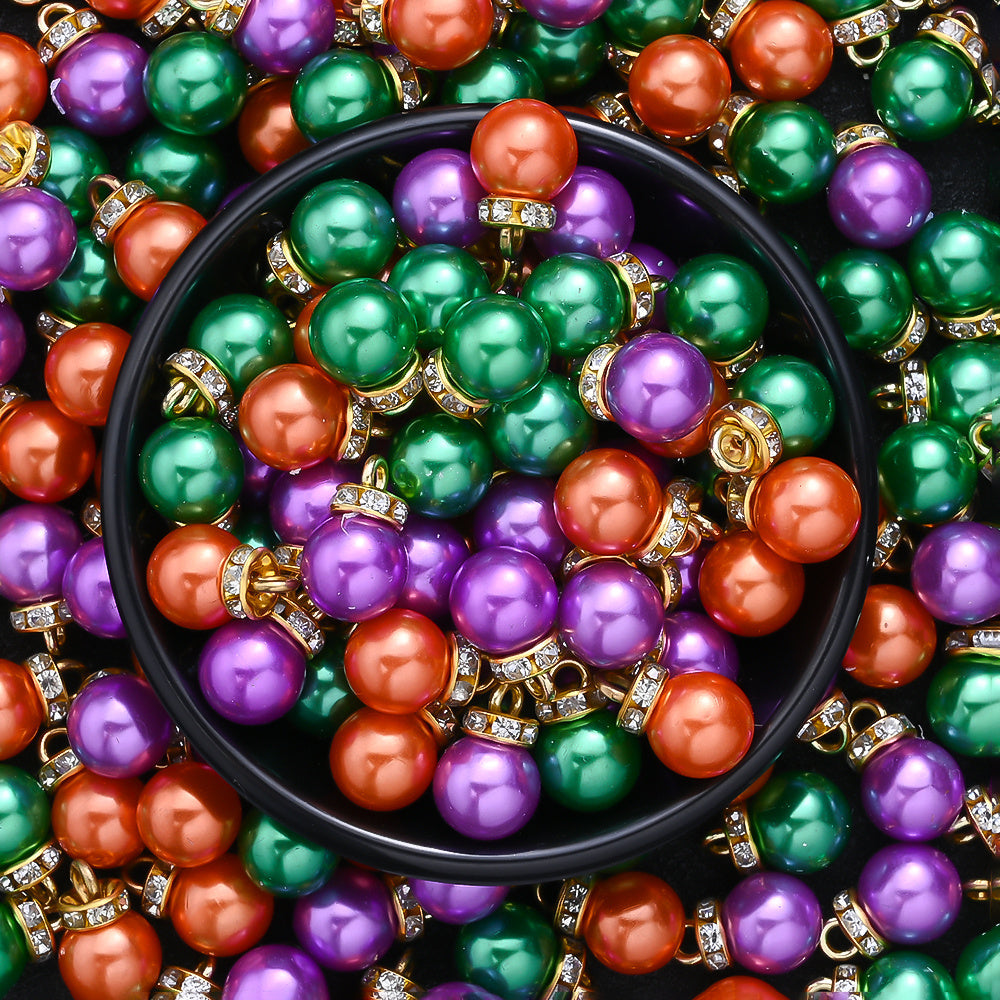 Vibrant Acrylic Charms with Rhinestone Caps