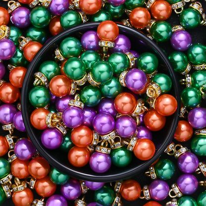 Vibrant Acrylic Charms with Rhinestone Caps