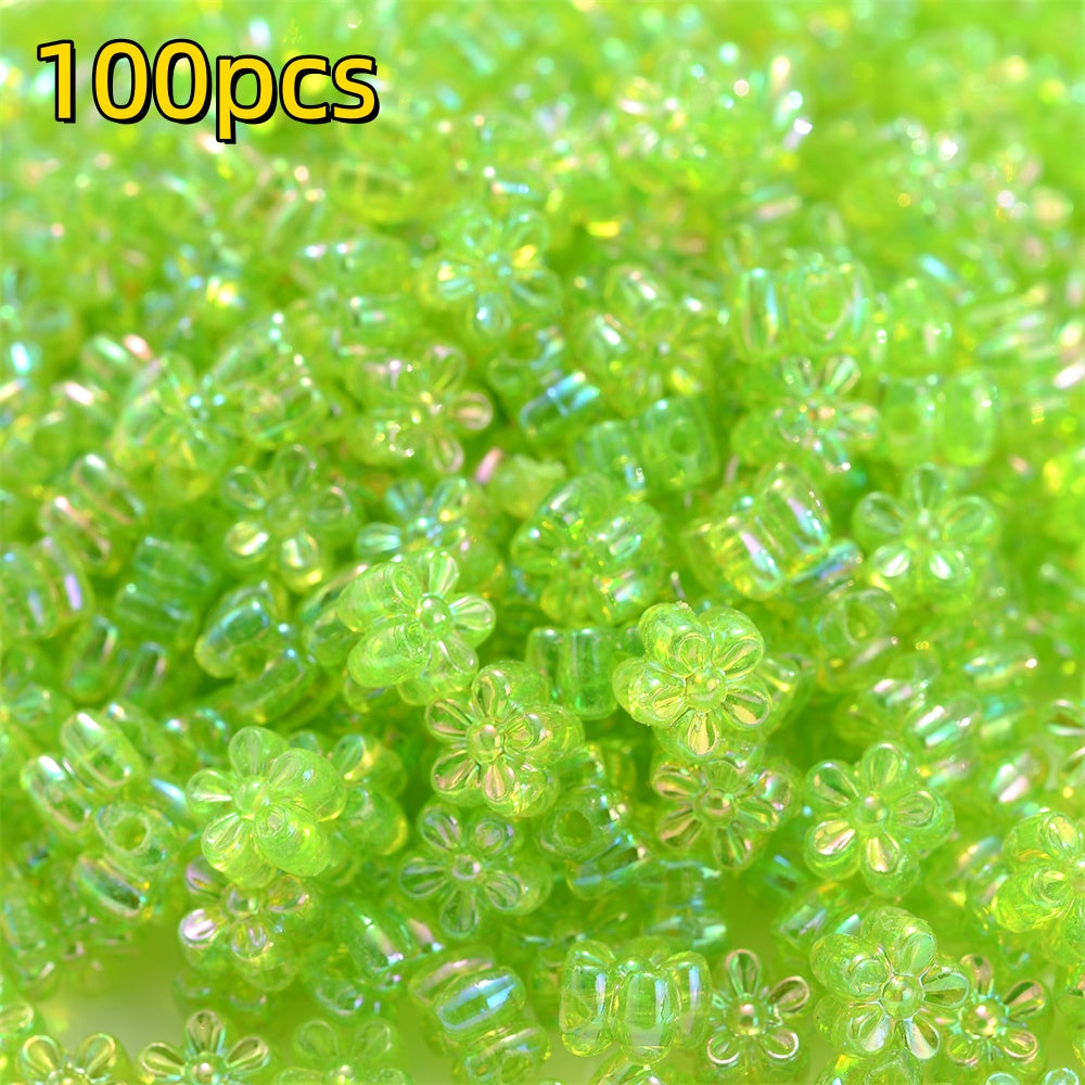 100pcs 4x7mm AB Color Flower Acrylic Beads