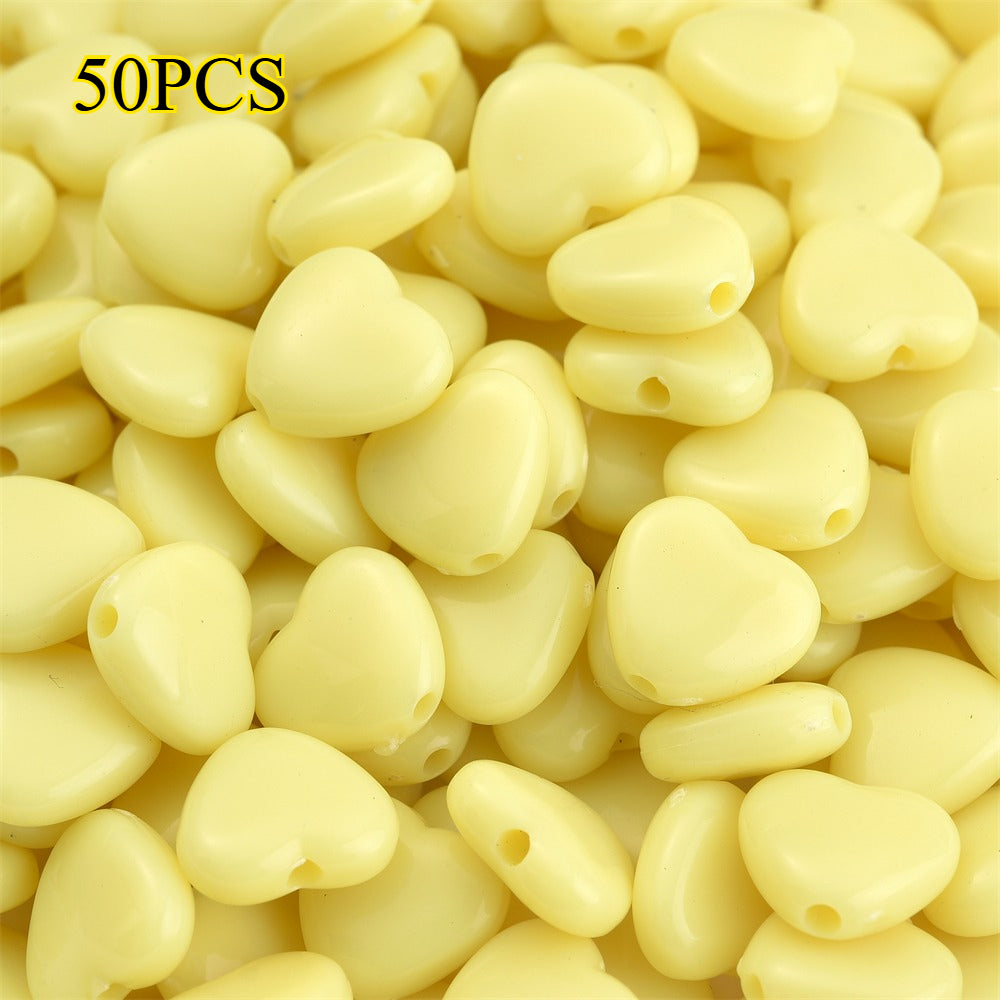 50pcs 12x11mm Heart-Shaped Acrylic Beads