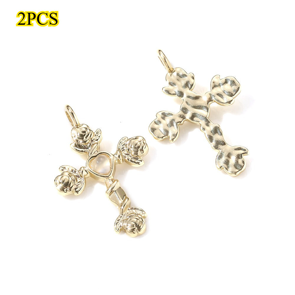 Y2K Rhinestone Cross Alloy Pendants