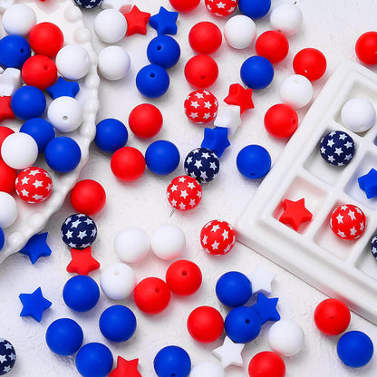 Patriotic Silicone Star Beads