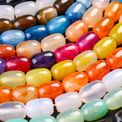 28pcs/strand 10x14mm Natural Agate Barrel Beads