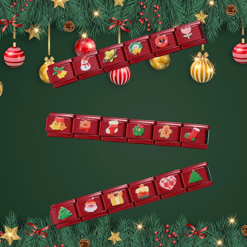 18PCS Stainless Steel Christmas Charm Bracelet Set