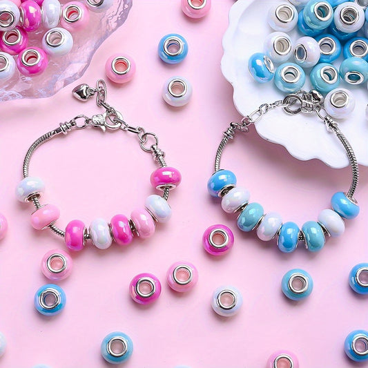 50pcs 9x14mm AB Mix-Color Acrylic Large Hole Beads
