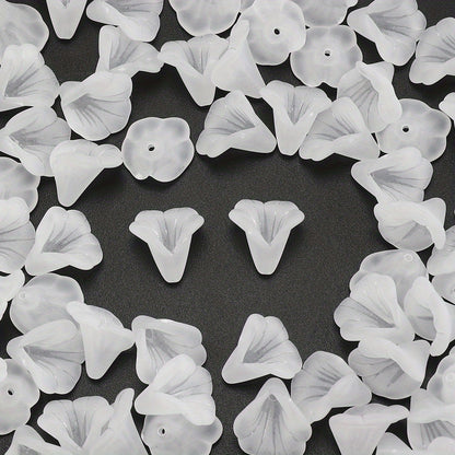 50pcs/set White Frosted Acrylic Flower Beads