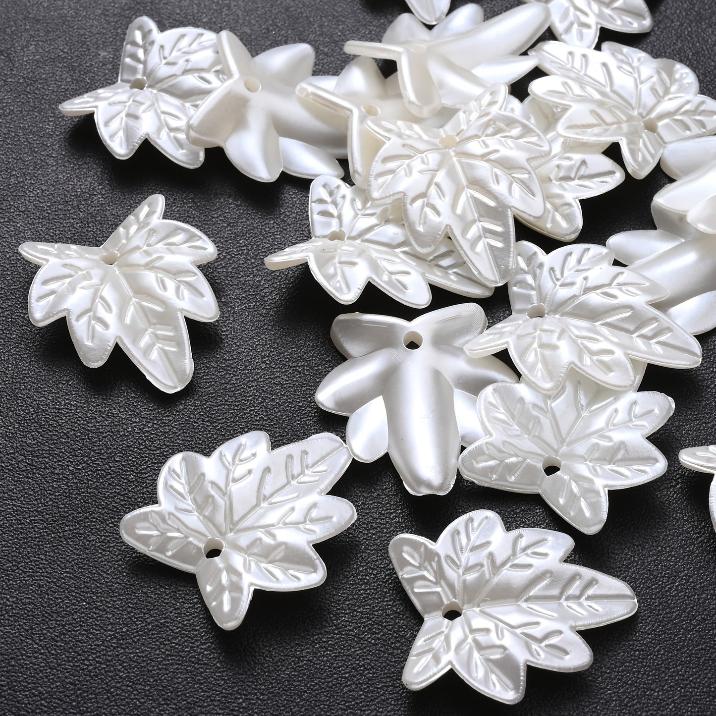 White Leaf Acrylic Beads