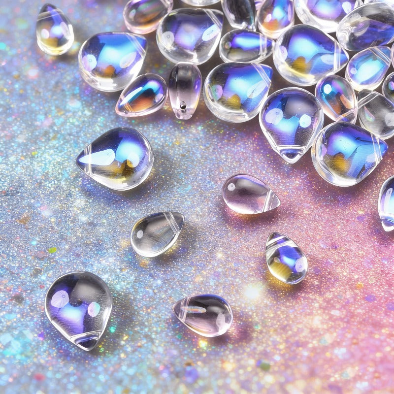 10pcs 6-12mm Translucent Teardrop Glass Beads