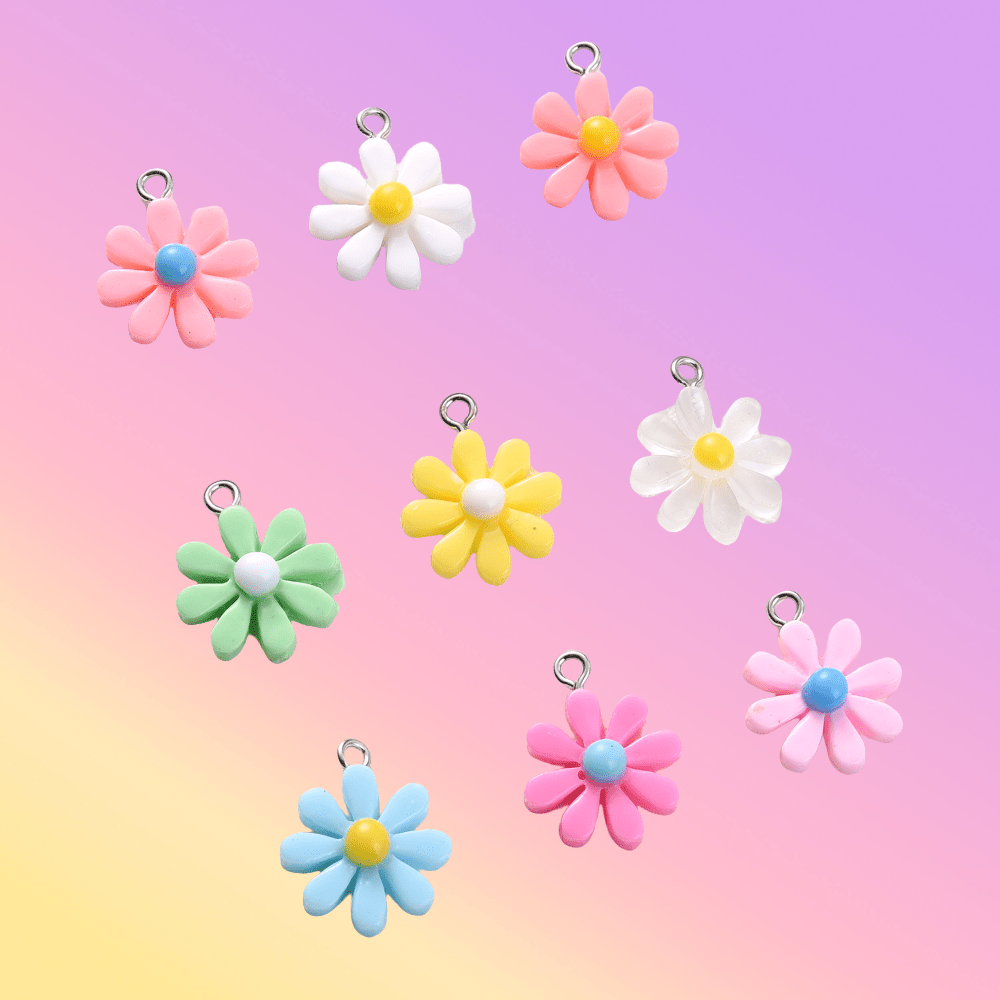 60pcs Sunflower Charms Beads Assorted Daisy Flower Pendant