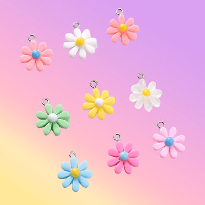 60pcs Sunflower Charms Beads Assorted Daisy Flower Pendant