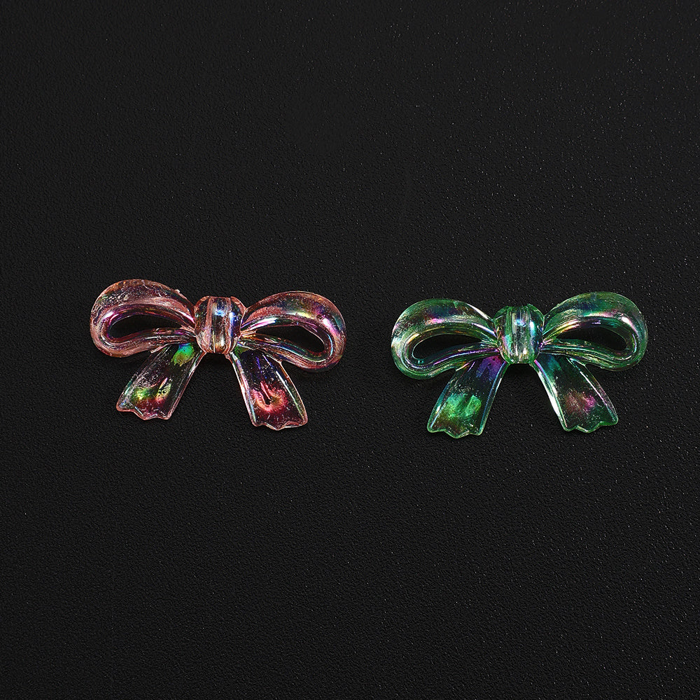 50pcs AB Mixed Color Hollow Bowknot Beads