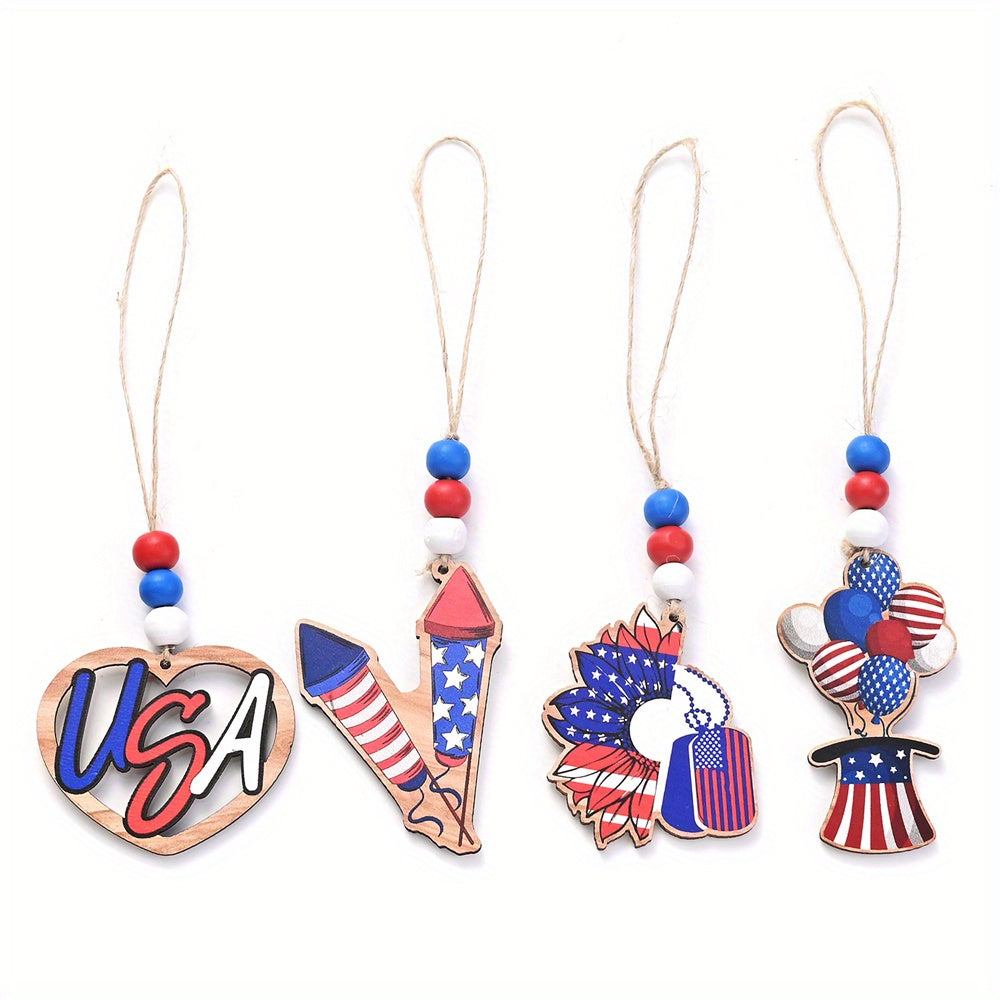 July 4th Patriotic Wooden Chain Charms