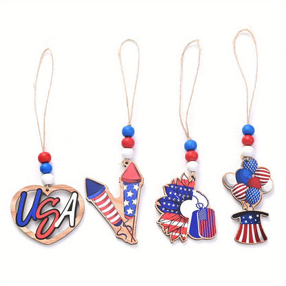July 4th Patriotic Wooden Chain Charms