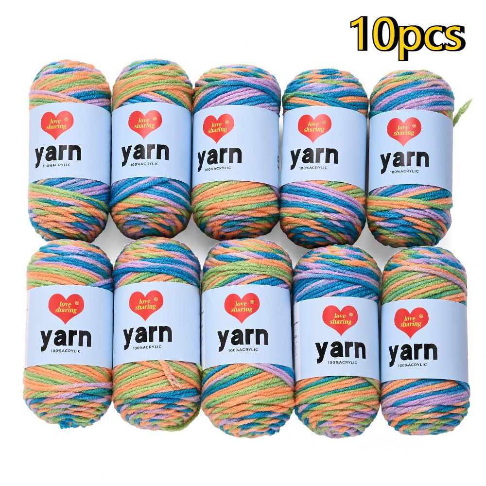 10PCS 10×4cm Rainbow Gradient Polyester Knitting Yarn