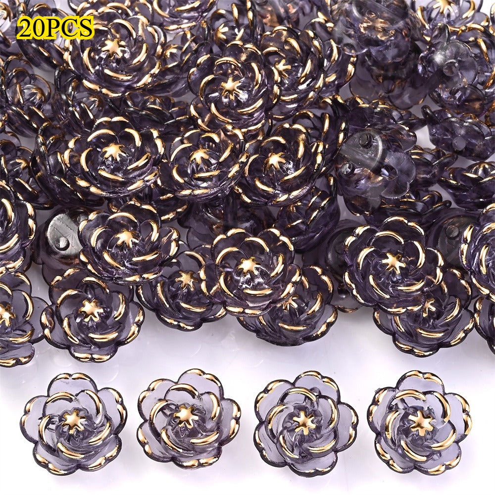 Transparent Camellia Flower Acrylic Beads