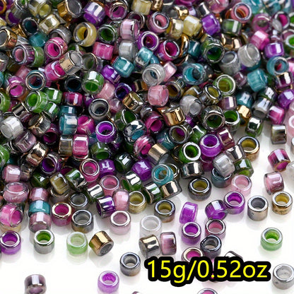 15g/bag 2mm Colorful Cylindrical Glass Seed Beads