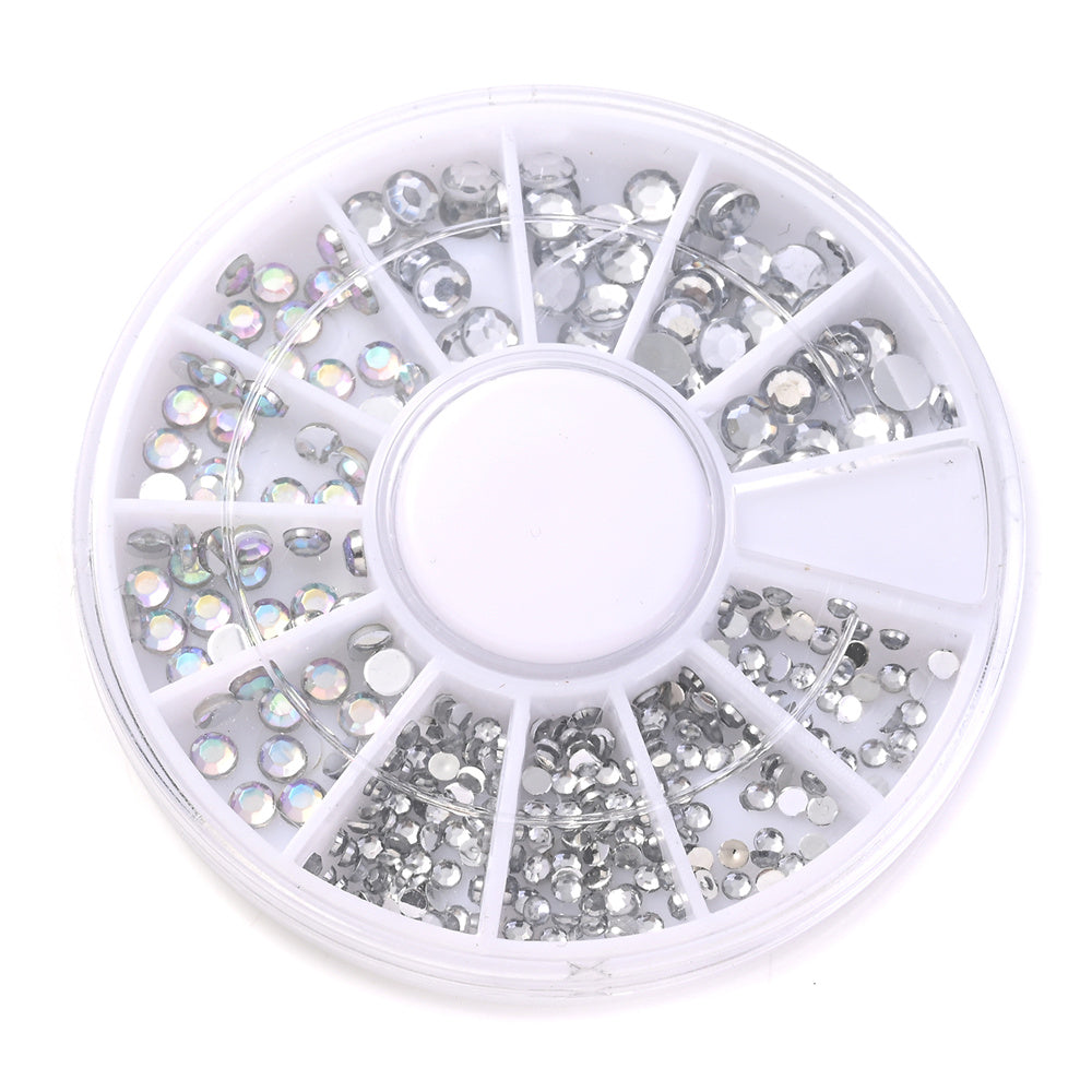 1BOX 12-Grid Transparent AB Rhinestone Sequin Set