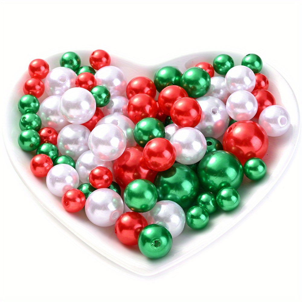 About 100pcs Christmas Acrylic Round Beads