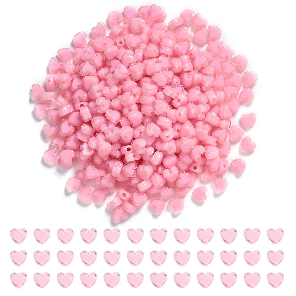 Pink Heart Acrylic Beads