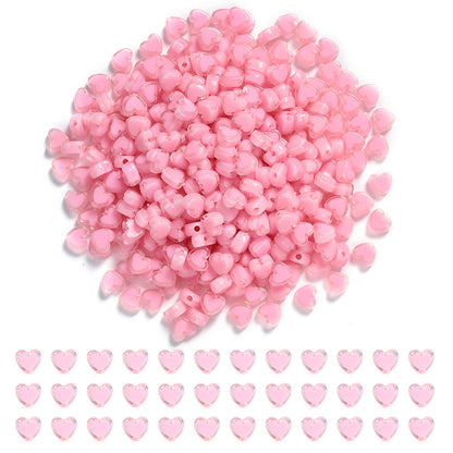 Pink Heart Acrylic Beads
