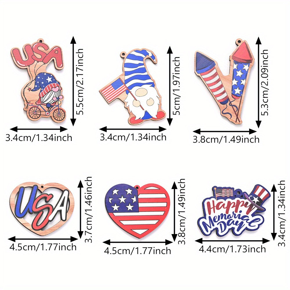July 4th Patriotic Wooden Chain Charms