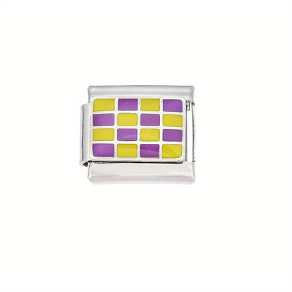 Checkerboard Stainless Steel Charm Module