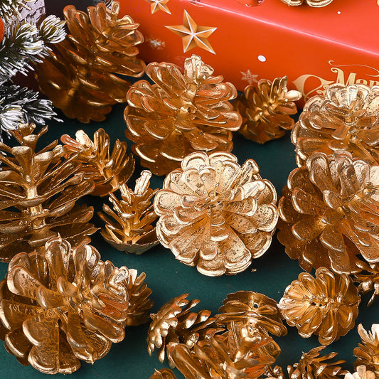 Golden Christmas Pine Cone Ornaments