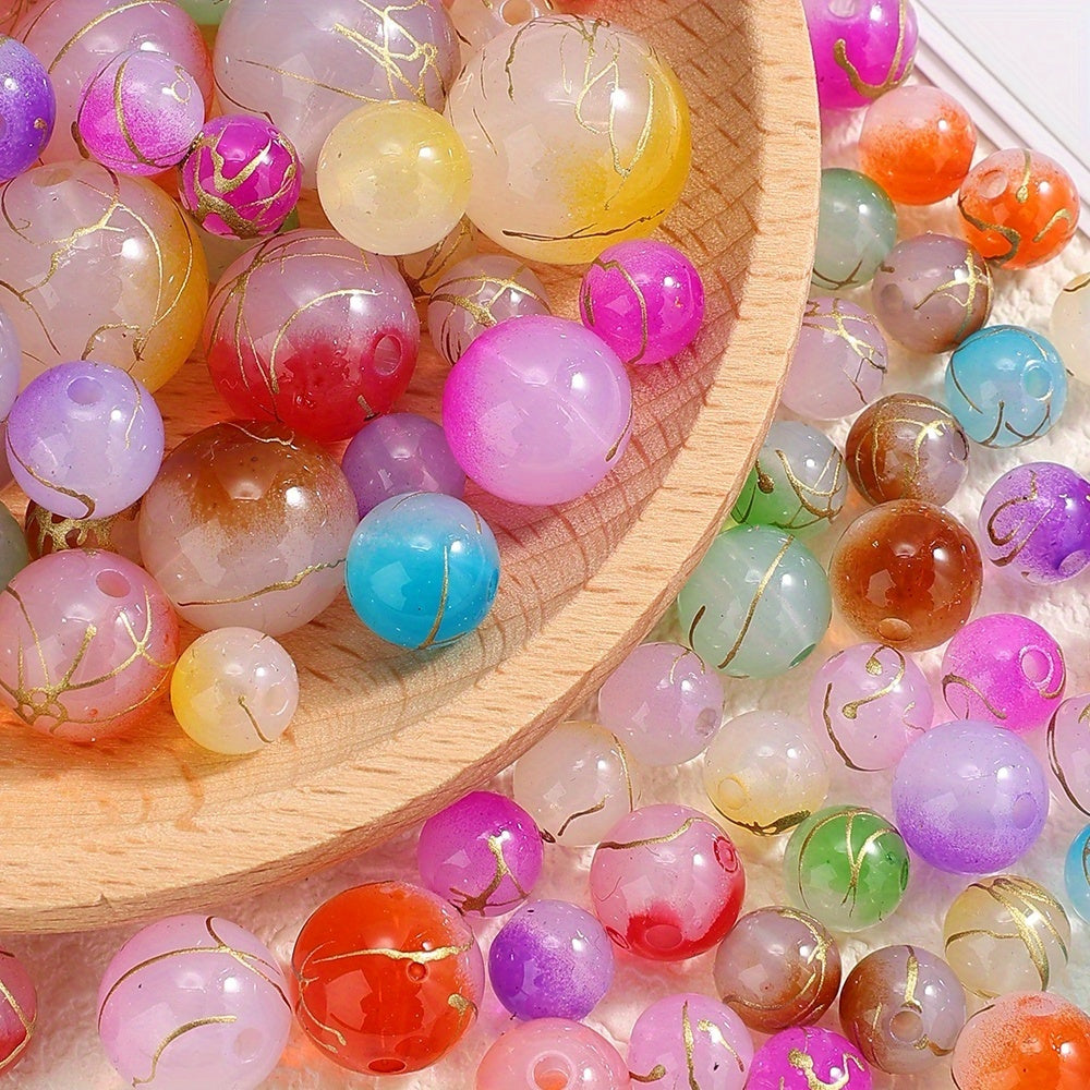 10/20/30/50/100pcs Gold Thread Pattern Acrylic Beads