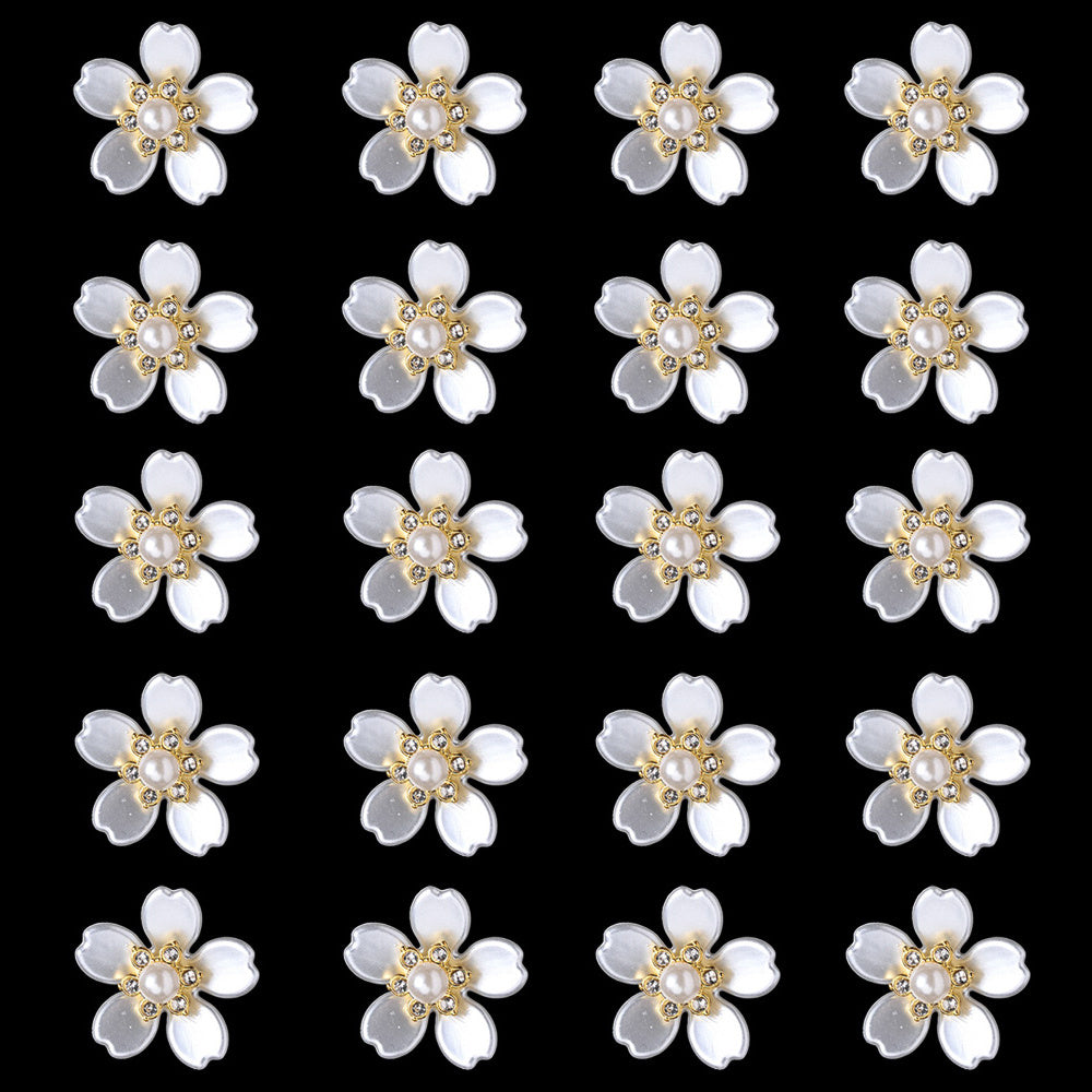 19-27 mm White Flower Acrylic Patches