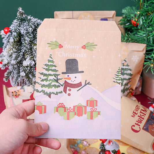 Christmas Kraft Paper Gift Bags with Sealing Stickers