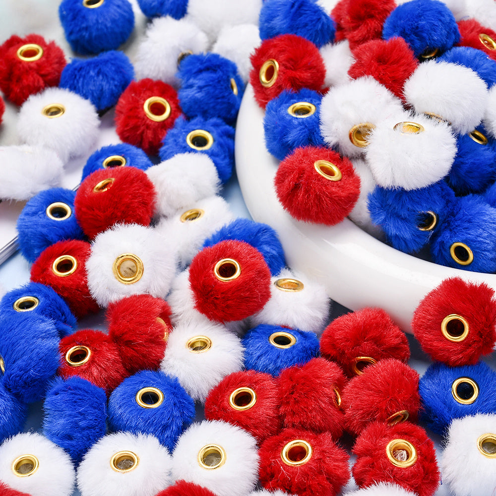 Independence Day Faux Fur Beads