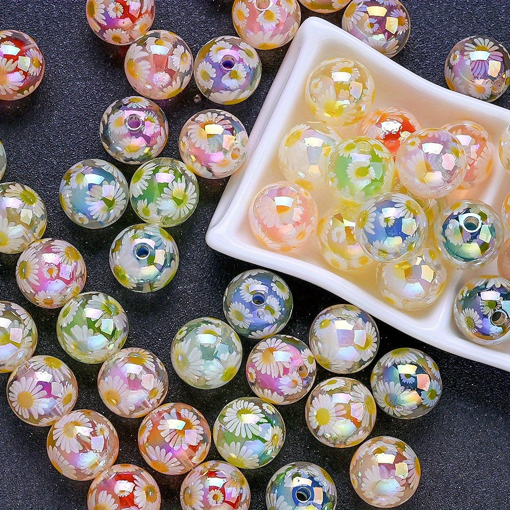 Daisy Round Acrylic Beads