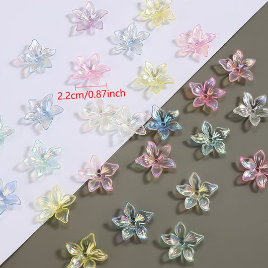 Multi Color Transparent Flower Acrylic Beads
