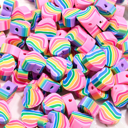Rainbow Heart & Star Clay Beads