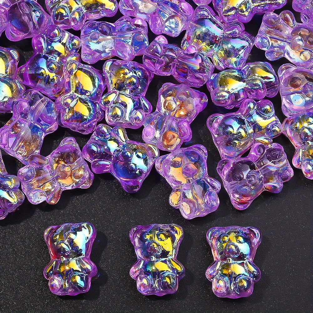 20PCS 15×12mm Transparent AB Bear Glass Spacer Beads